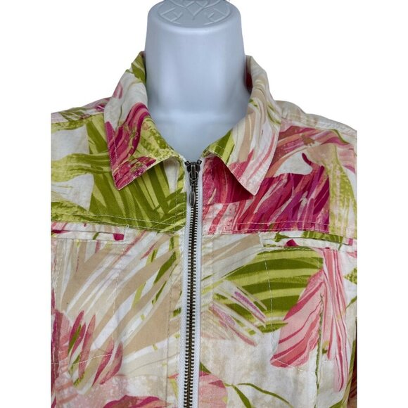 Chicos Floral Tropical Full Zip Jacket Size 1 US M - Picture 3 of 8